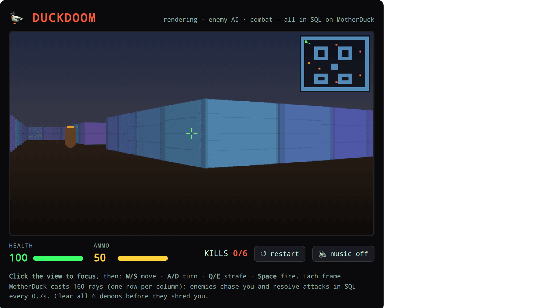 DuckDoom — DOOM raycaster running in SQL on MotherDuck